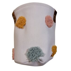 Colorful Pom-Pom Canvas Basket Storage Bin NWT